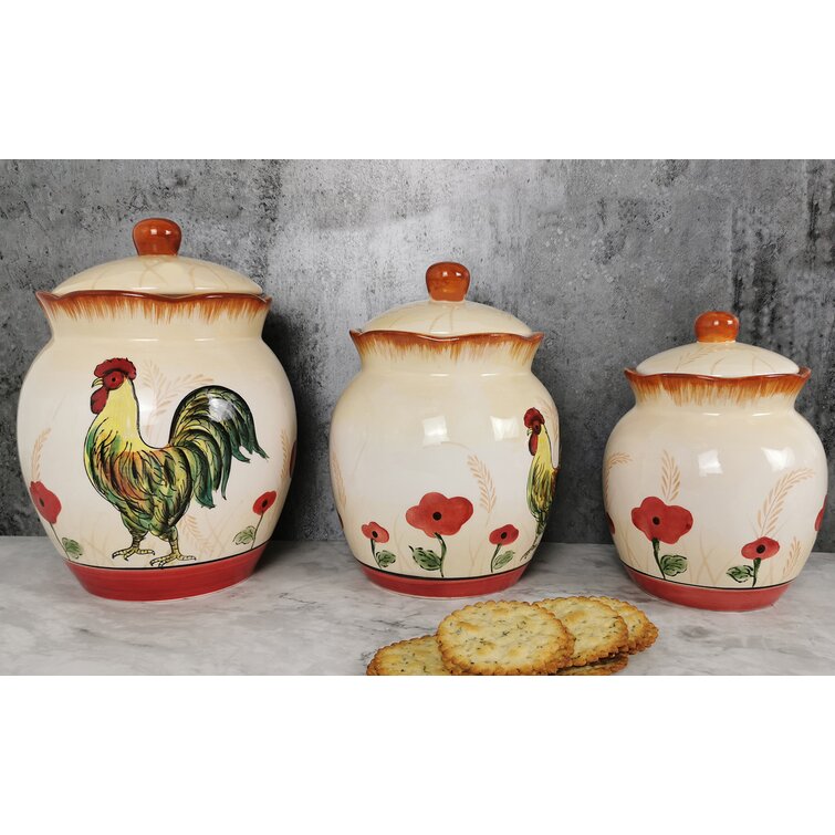 Lorren Home Trends Rooster Piece Kitchen Canister Set Reviews